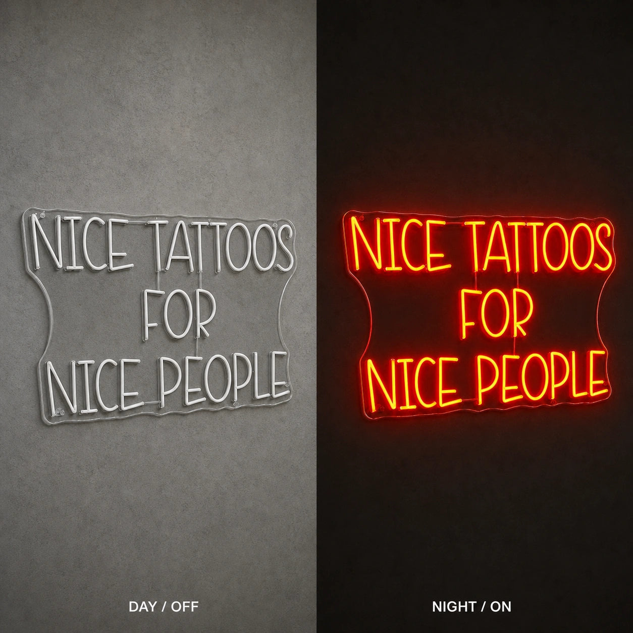 Nice Tattoos For People LED Neon Sign Garage Man Cave Neon Sign day and night comparison