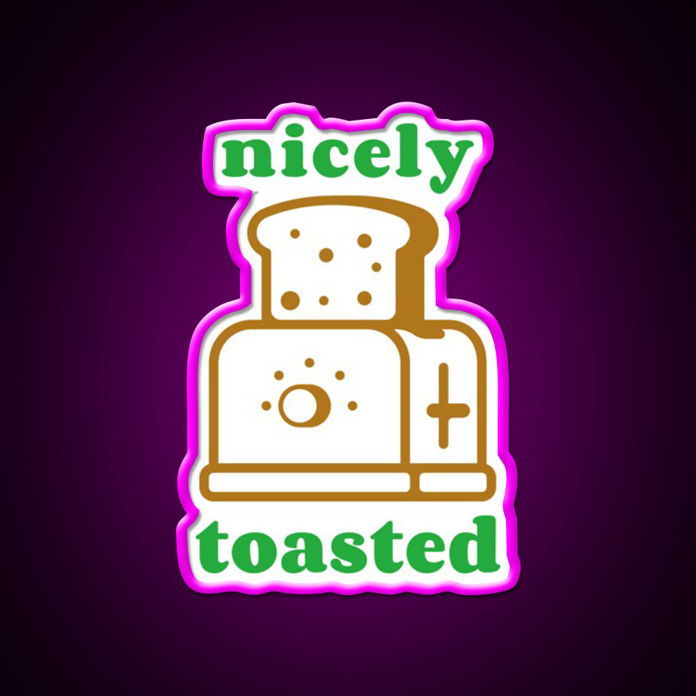 Nicely Toasted Weed Hemp Inspired Green Leaf Led Neon Sign Rgb Color - Neon sign mounted on wall in room
