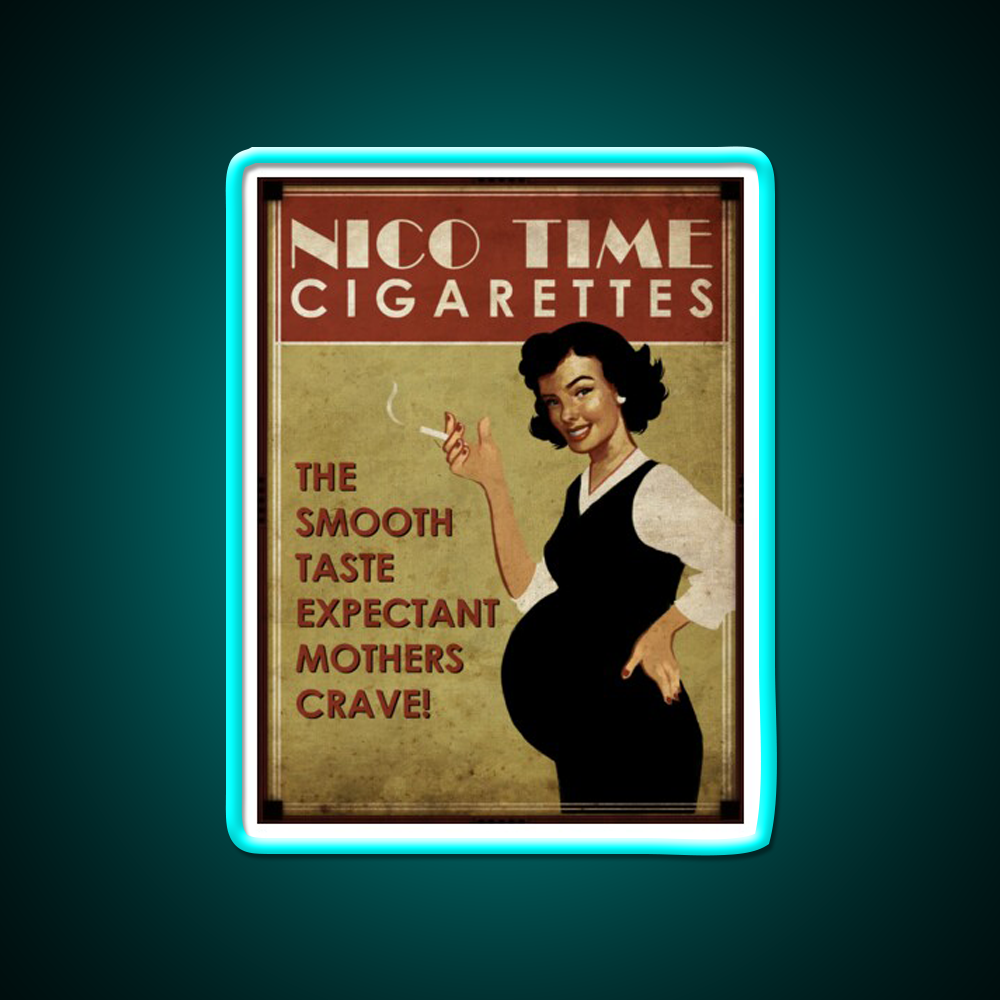 Nico Time Cigarettes Hemp Inspired Green Leaf Led Neon Sign Rgb Color - Size and dimension reference