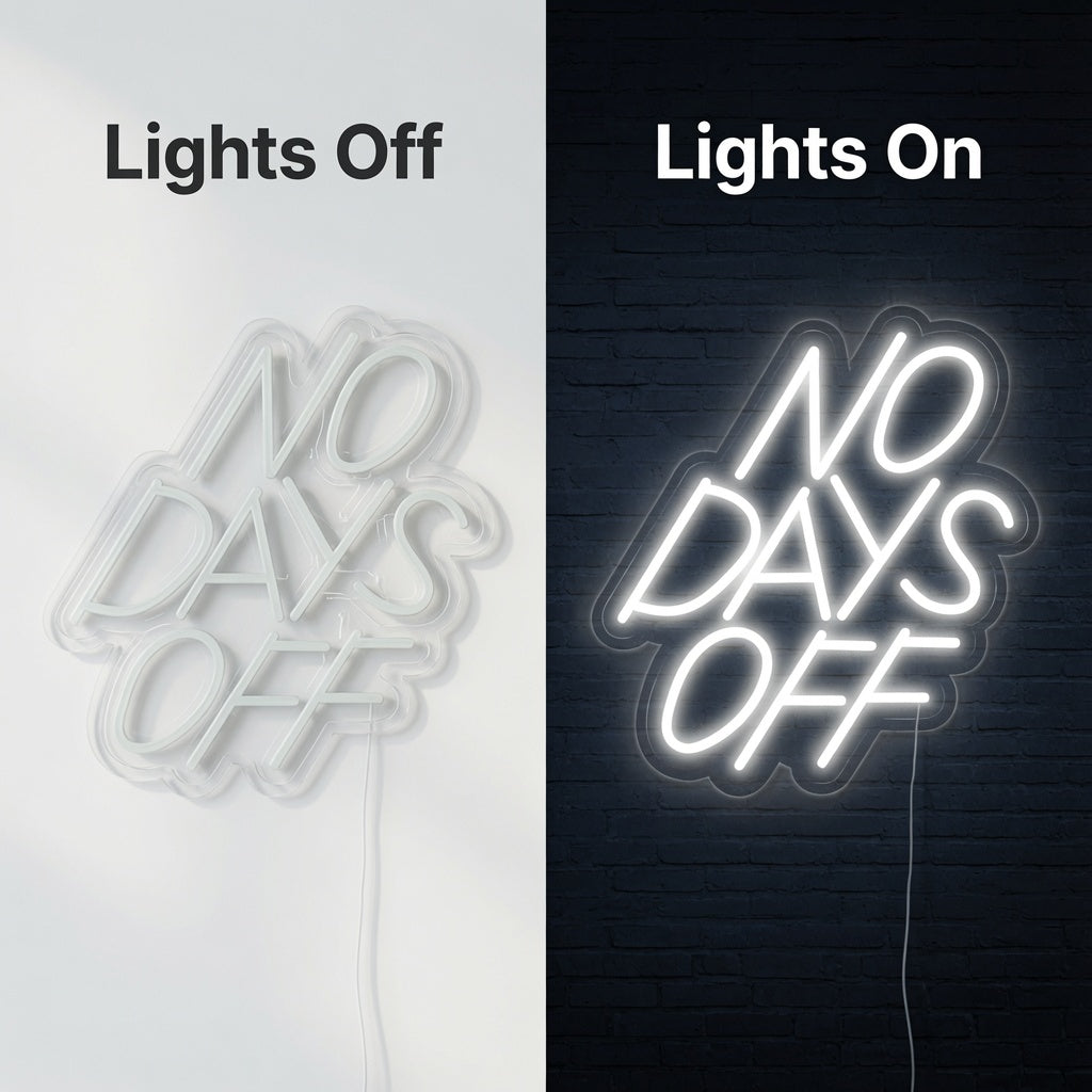 No Bad Days Classic LED Neon Sign - 06 Day Night Comparison