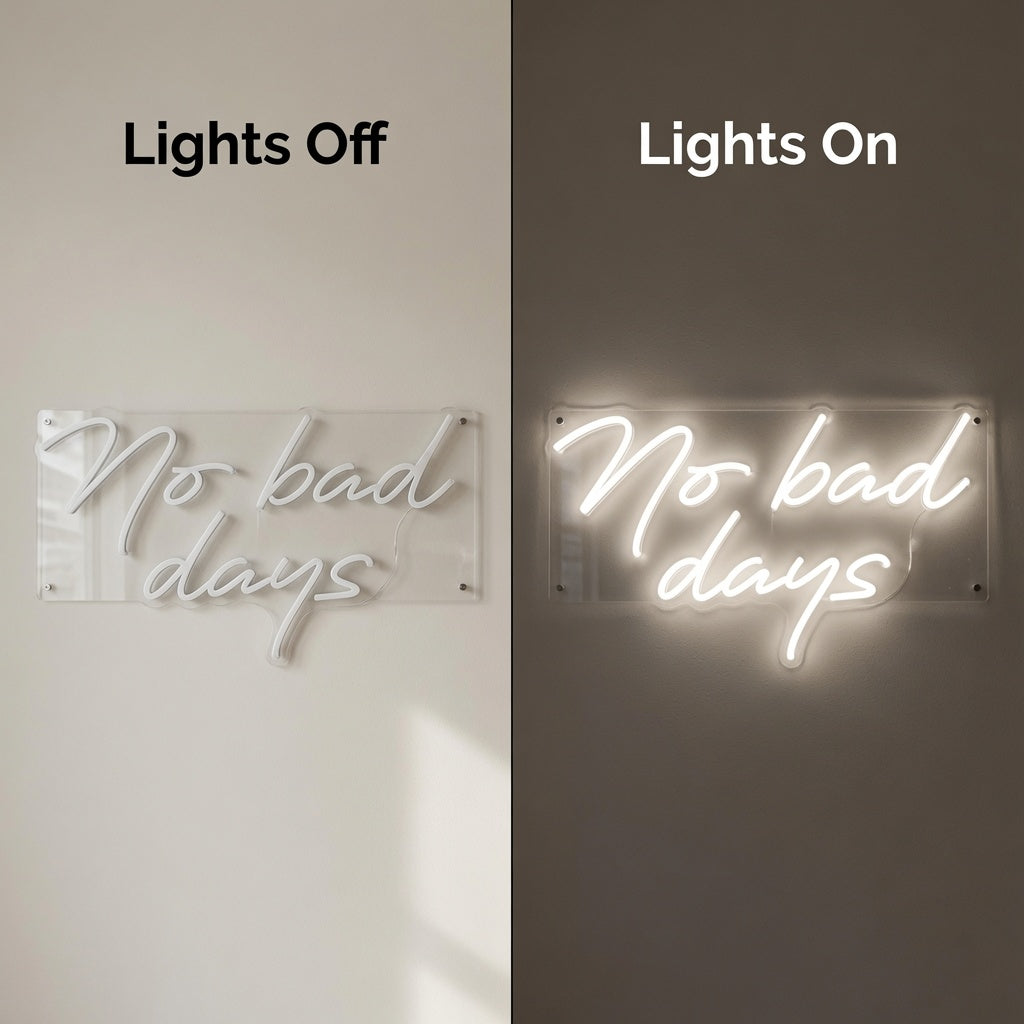 No Bad Days LED Neon Sign Bedroom Decor Wall Neon Sign - 06 Day Night Comparison