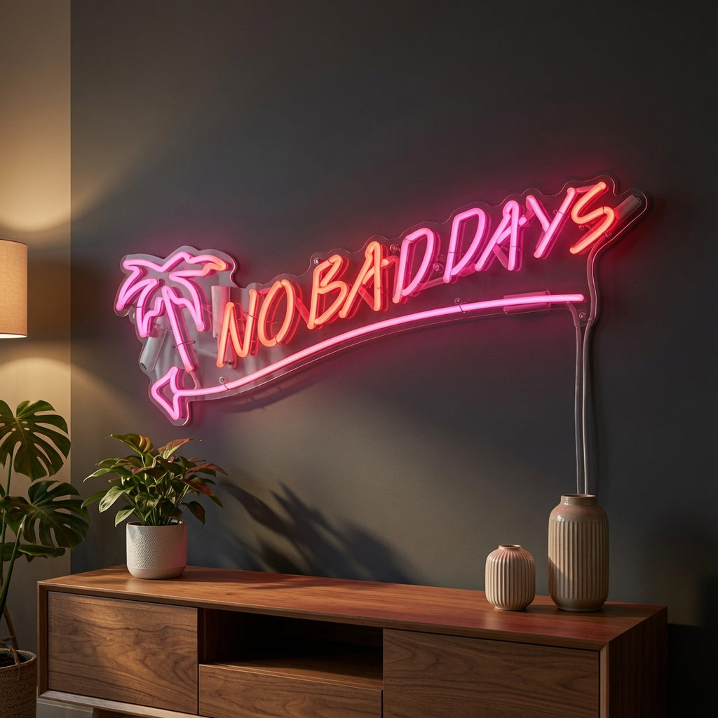 No Bad Days LED Neon Sign Living Room Decor - 03 Real Lifestyle Scene