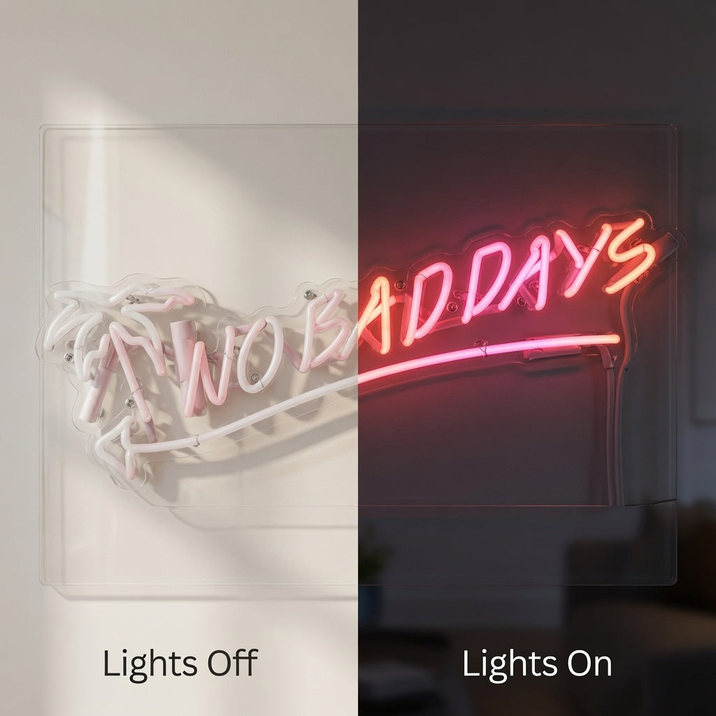 No Bad Days LED Neon Sign Living Room Decor Wall Neon Sign - 06 Day Night Comparison