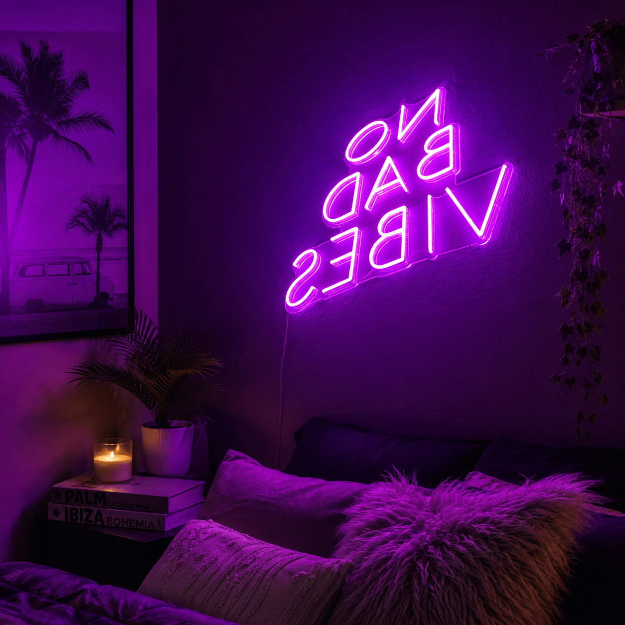 No Bad Vibes LED Neon Sign Bedroom Wall Art - Shineneon
