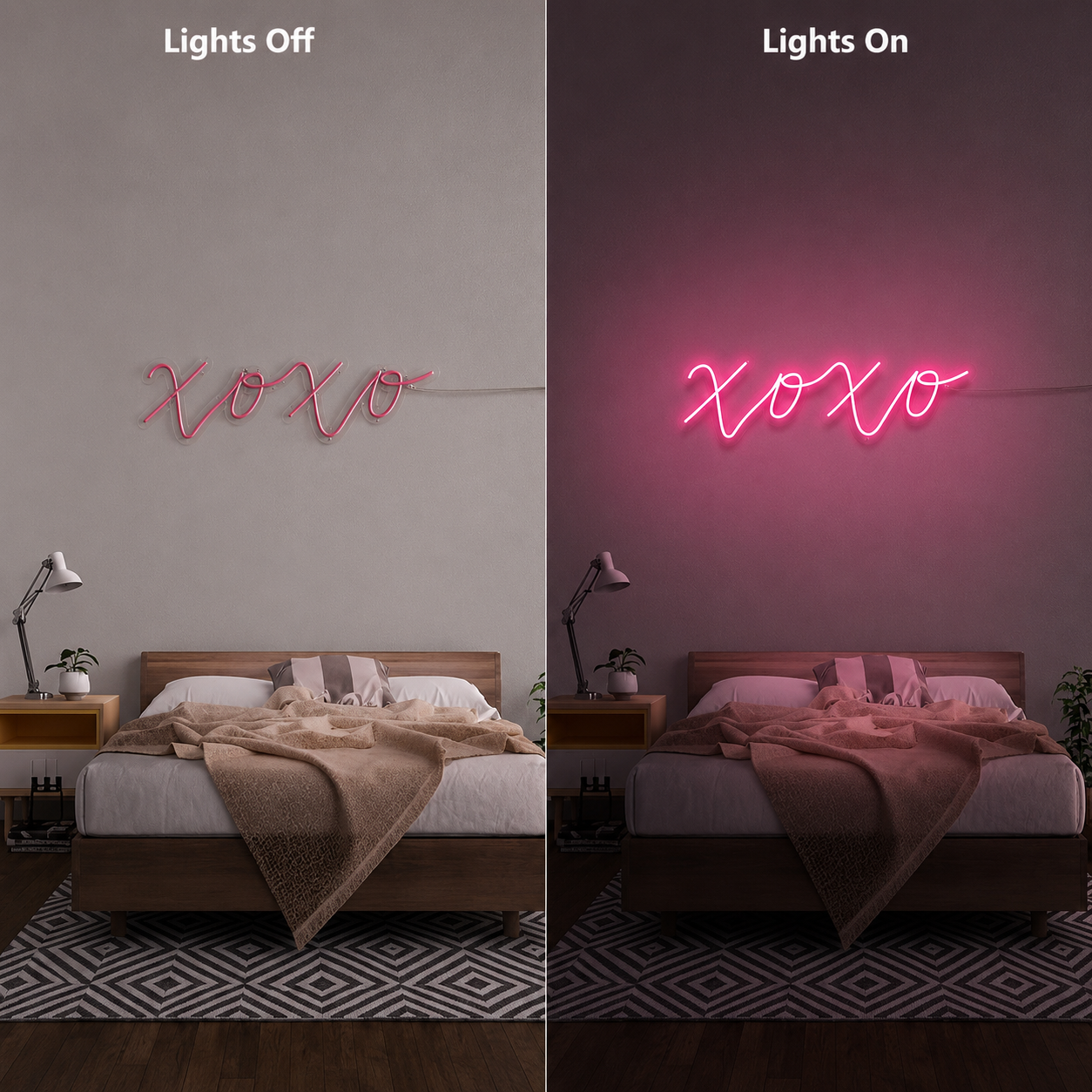 No Bad Vibes Wall Decor Bedroom LED Neon Sign - 06 Day Night Comparison