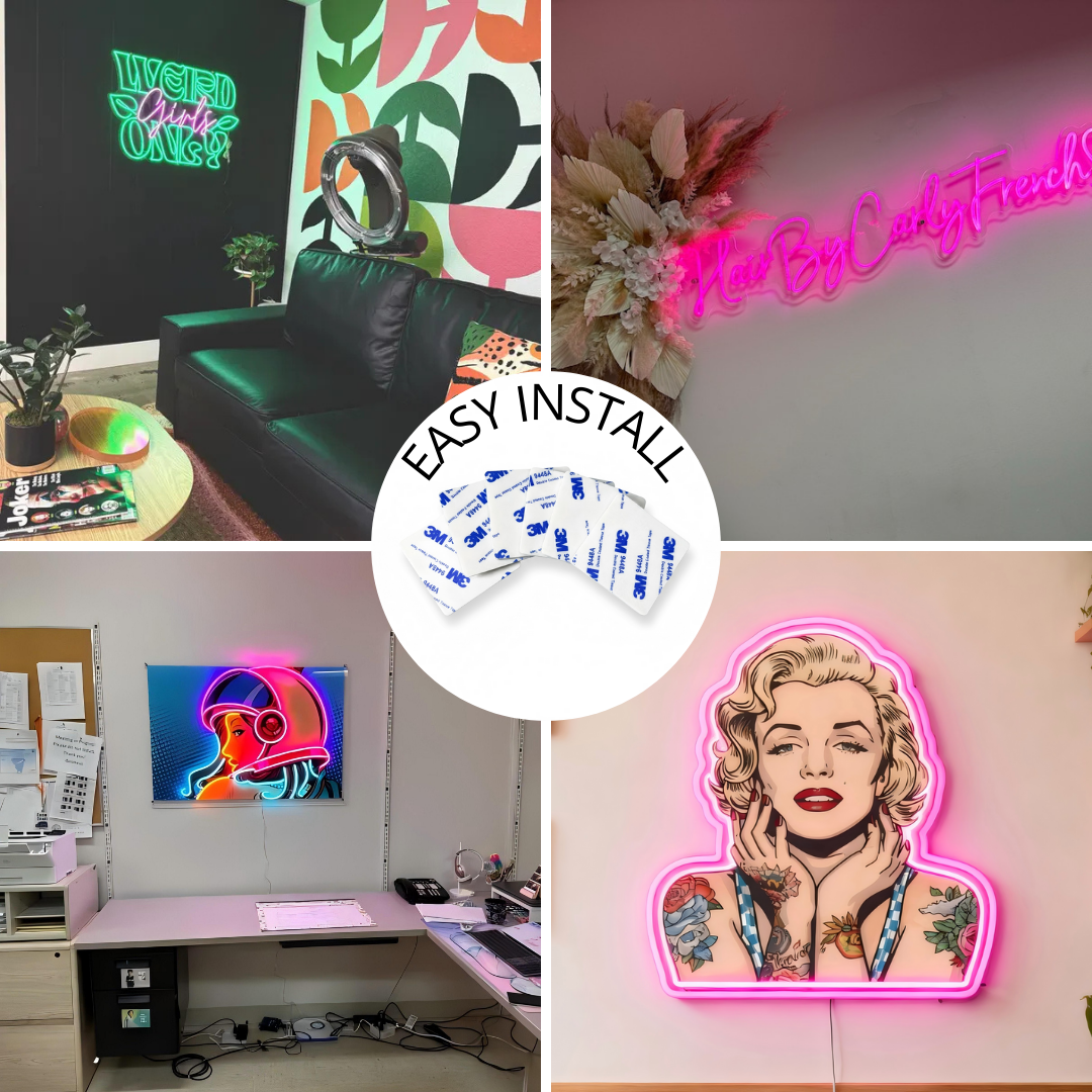 No - Drill Neon Sign Mounting Tape Pads - Strong Double - Sided Foam Adhesive (6 pcs) - Shineneon