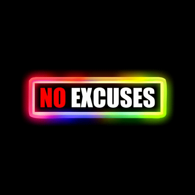 No Excuses Gym Fitness Gym Fitness Led Neon Sign Rgb Color