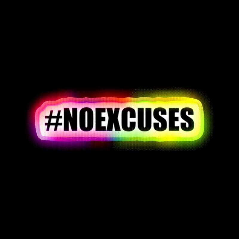 No Excuses Hashtag Gym Fitness Led Neon Sign Rgb Color