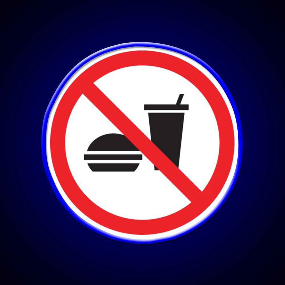 No Food Or Drink Caution Sign Fast Food Led Neon Sign For Burger Place Rgb Color