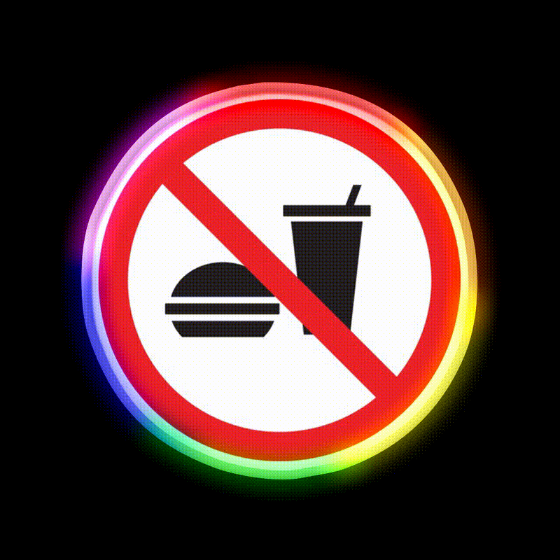No Food Or Drink Caution Sign Fast Food Led Neon Sign For Burger Place Rgb Color