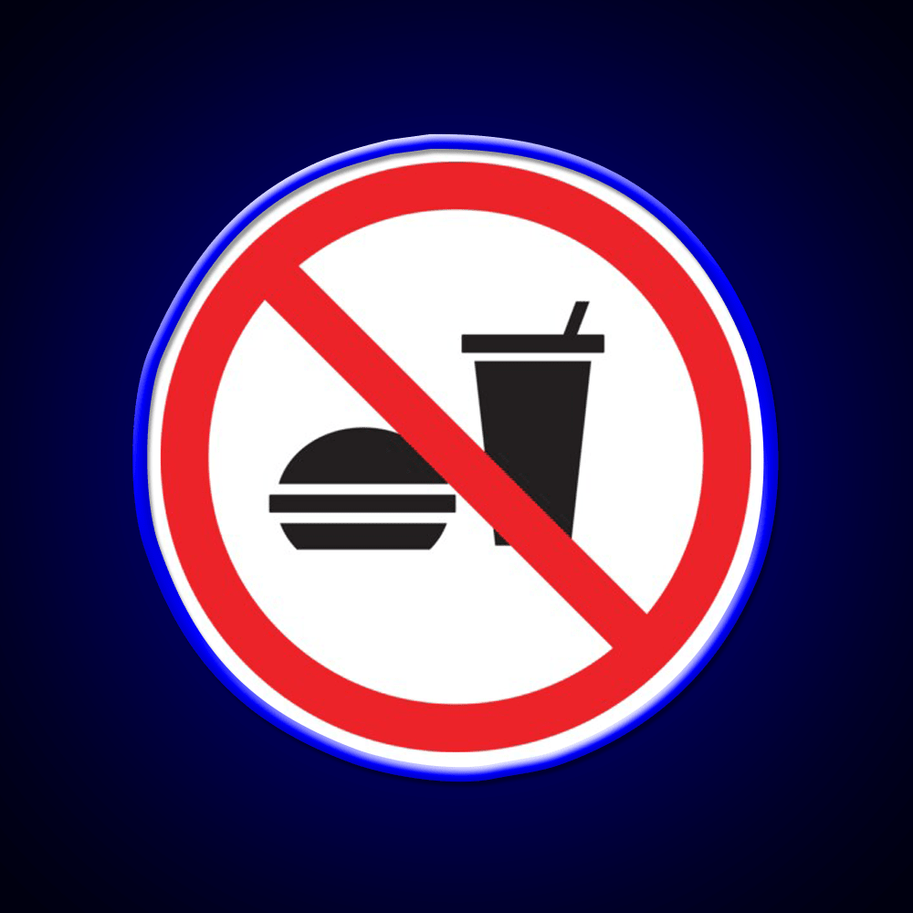 No Food Or Drink Caution Sign Fast Food Led Neon Sign For Burger Place Rgb Color - Shineneon