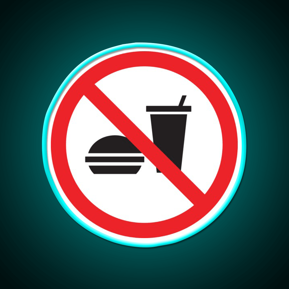 No Food Or Drink Caution Sign Fast Food Led Neon Sign For Burger Place Rgb Color - Shineneon