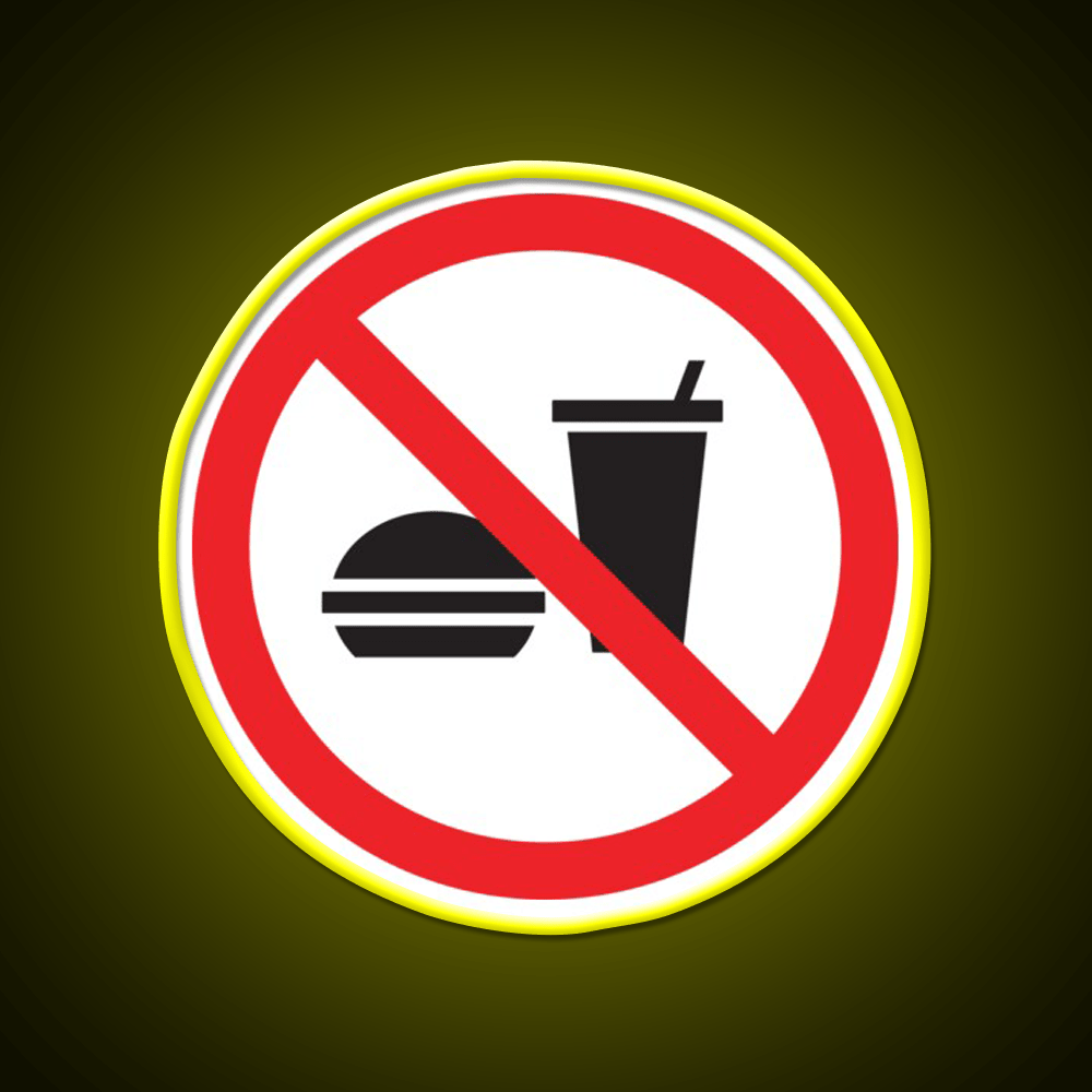 No Food Or Drink Caution Sign Fast Food Led Neon Sign For Burger Place Rgb Color - Shineneon
