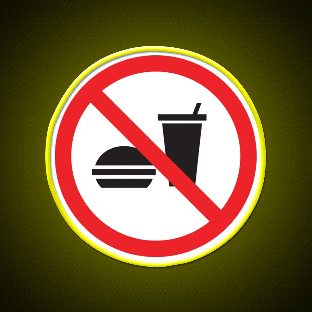 No Food Or Drink Caution Sign Fast Food Led Neon Sign For Burger Place Rgb Color