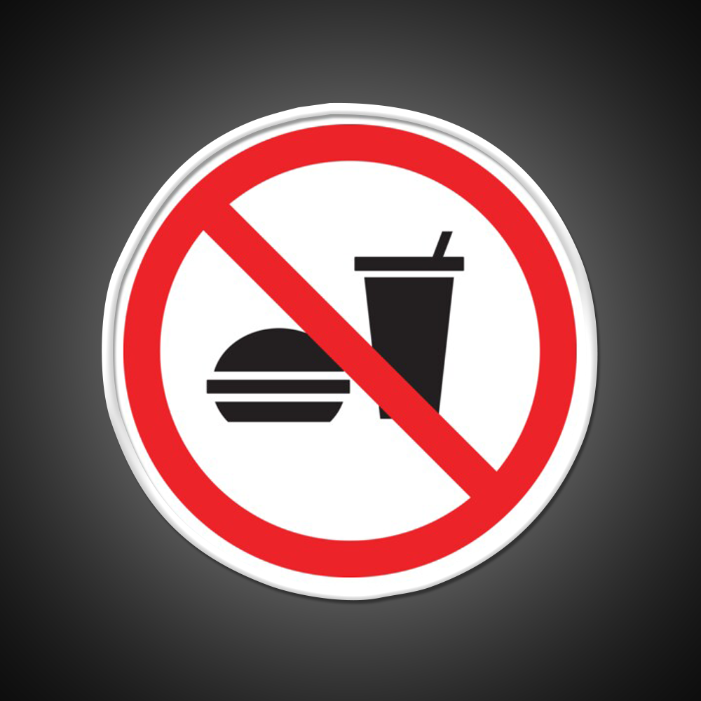 No Food Or Drink Caution Sign Fast Food Led Neon Sign For Burger Place Rgb Color