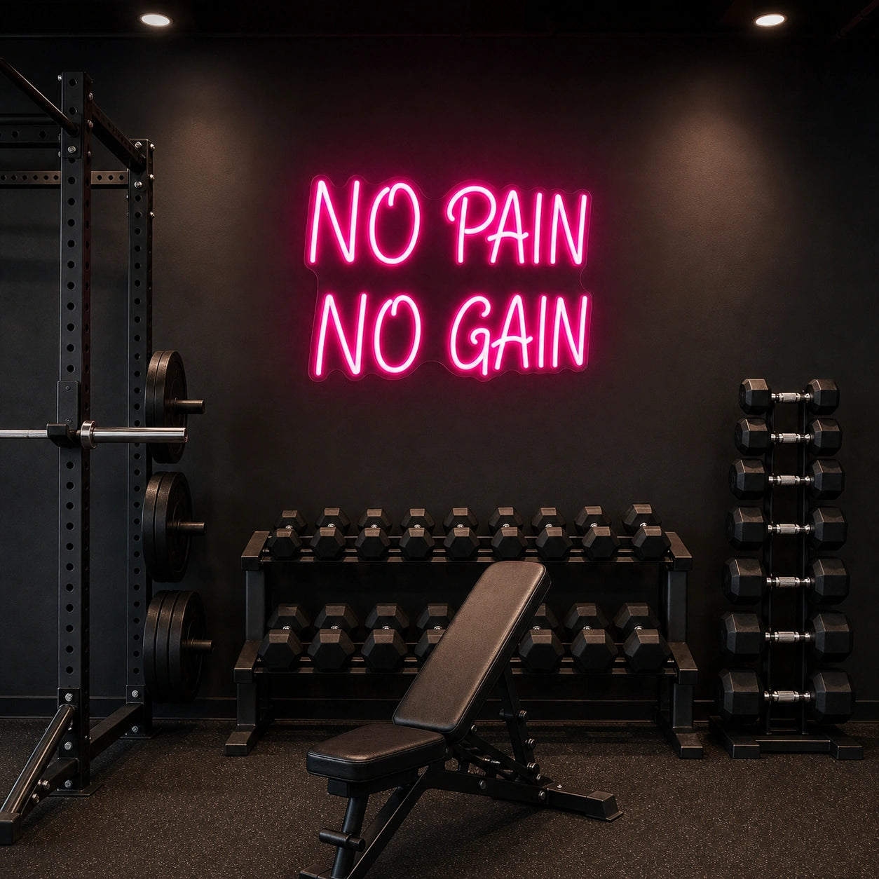 No Pain Gain LED Neon Sign Garage Man Cave Neon Sign real lifestyle scene