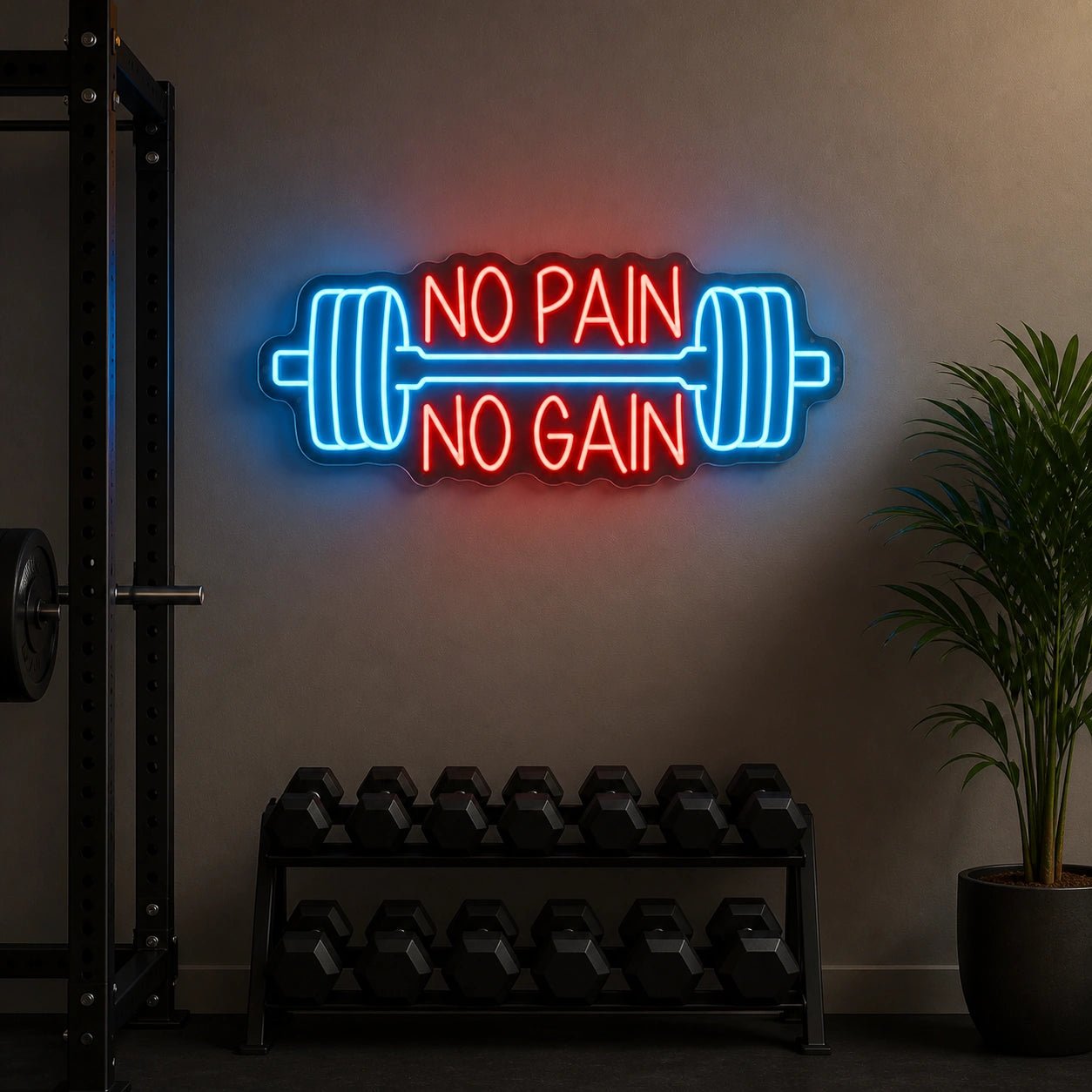 No Pain No Gain Barbell Vintage LED Neon Sign - Shineneon