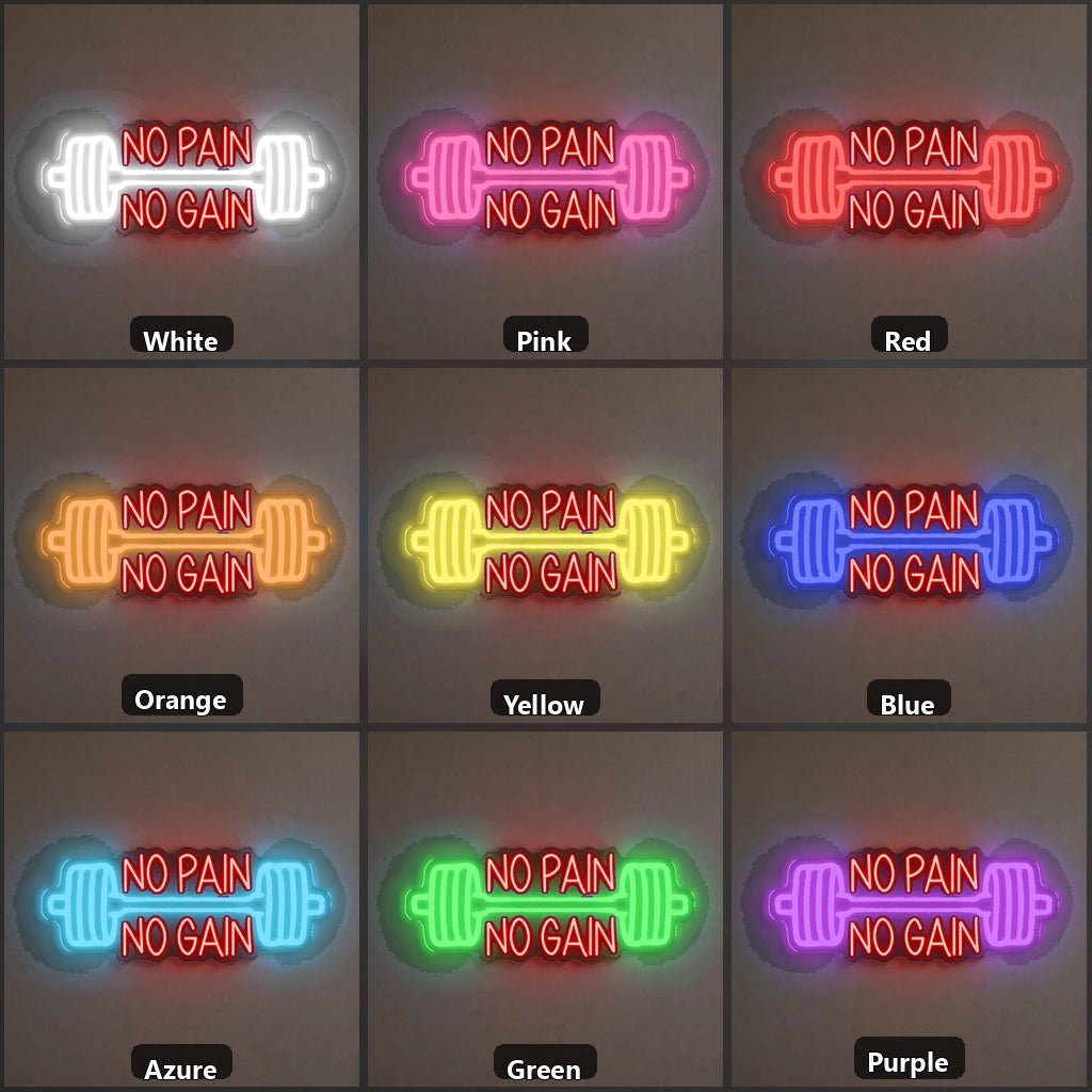 No Pain No Gain Barbell Vintage LED Neon Sign - Shineneon