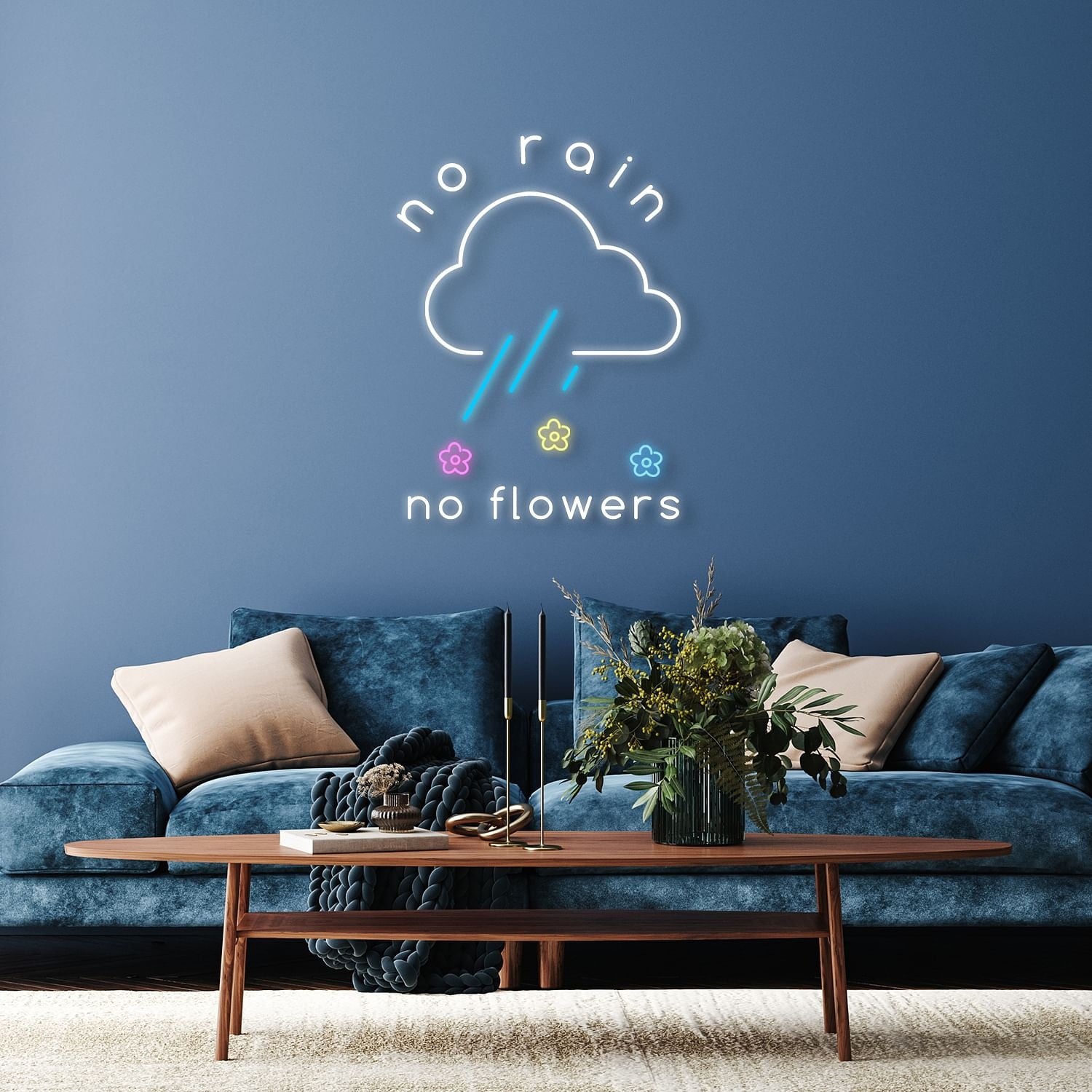 No Rain No Flowers Led Neon Signs Wall Art | Shineneon