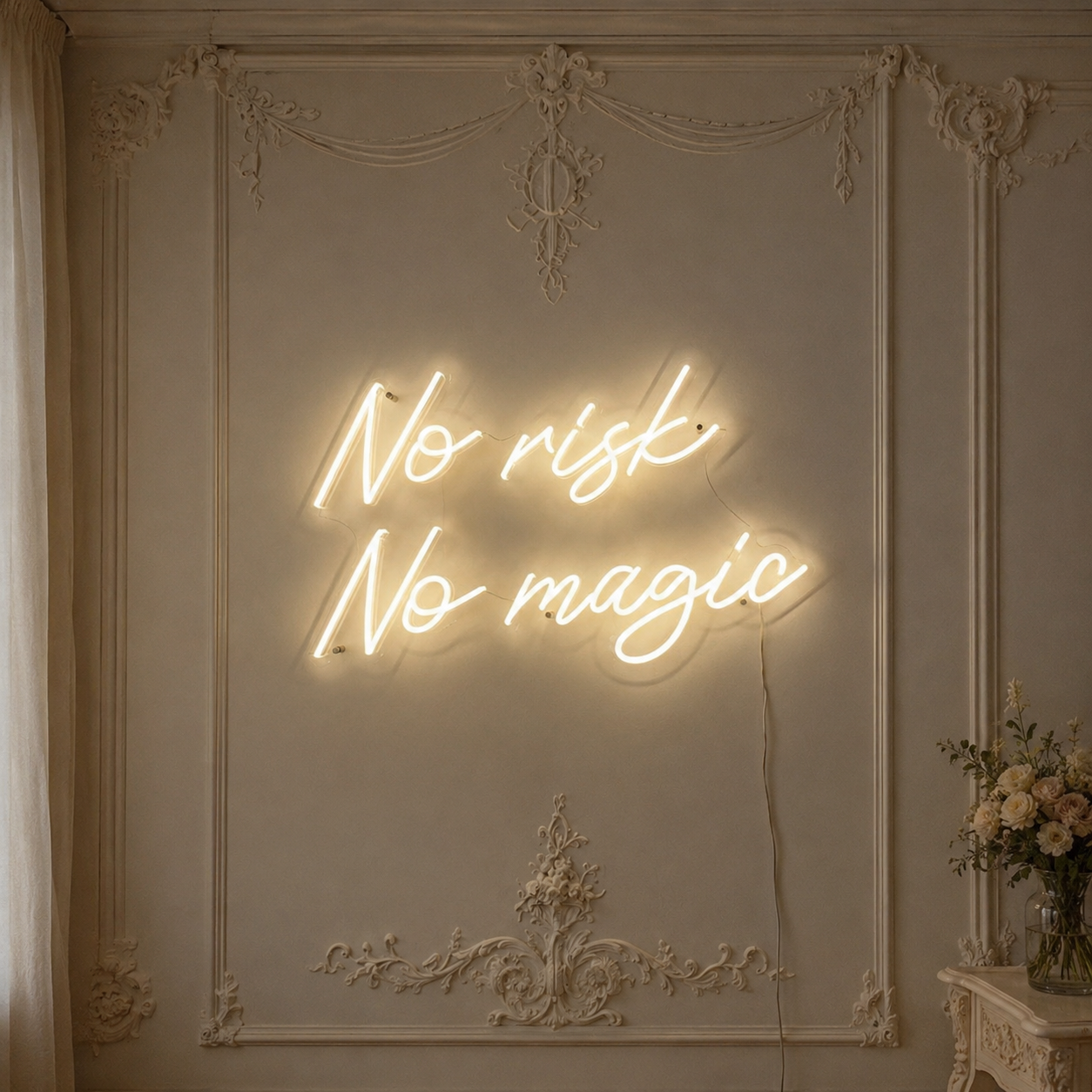 No Risk No Magic Wall Decor LED Neon Sign - 01 Original Product Image