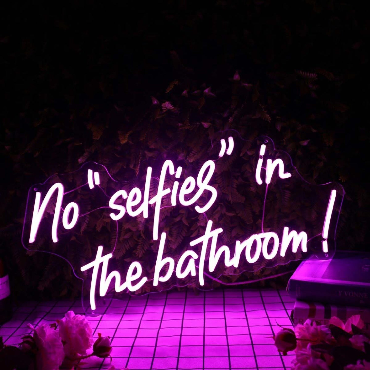 No Selfies In The Bathroom Purple Led Neon Sign - Shineneon