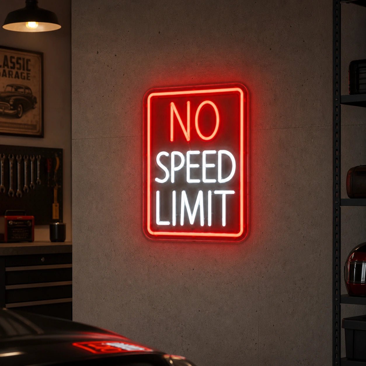 No Speed Limit Garage Vintage LED Neon Sign - Shineneon