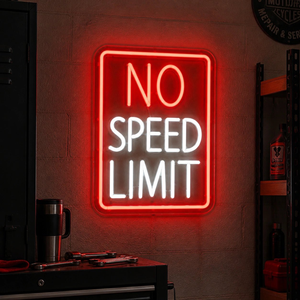 No Speed Limit Garage Vintage LED Neon Sign - Shineneon
