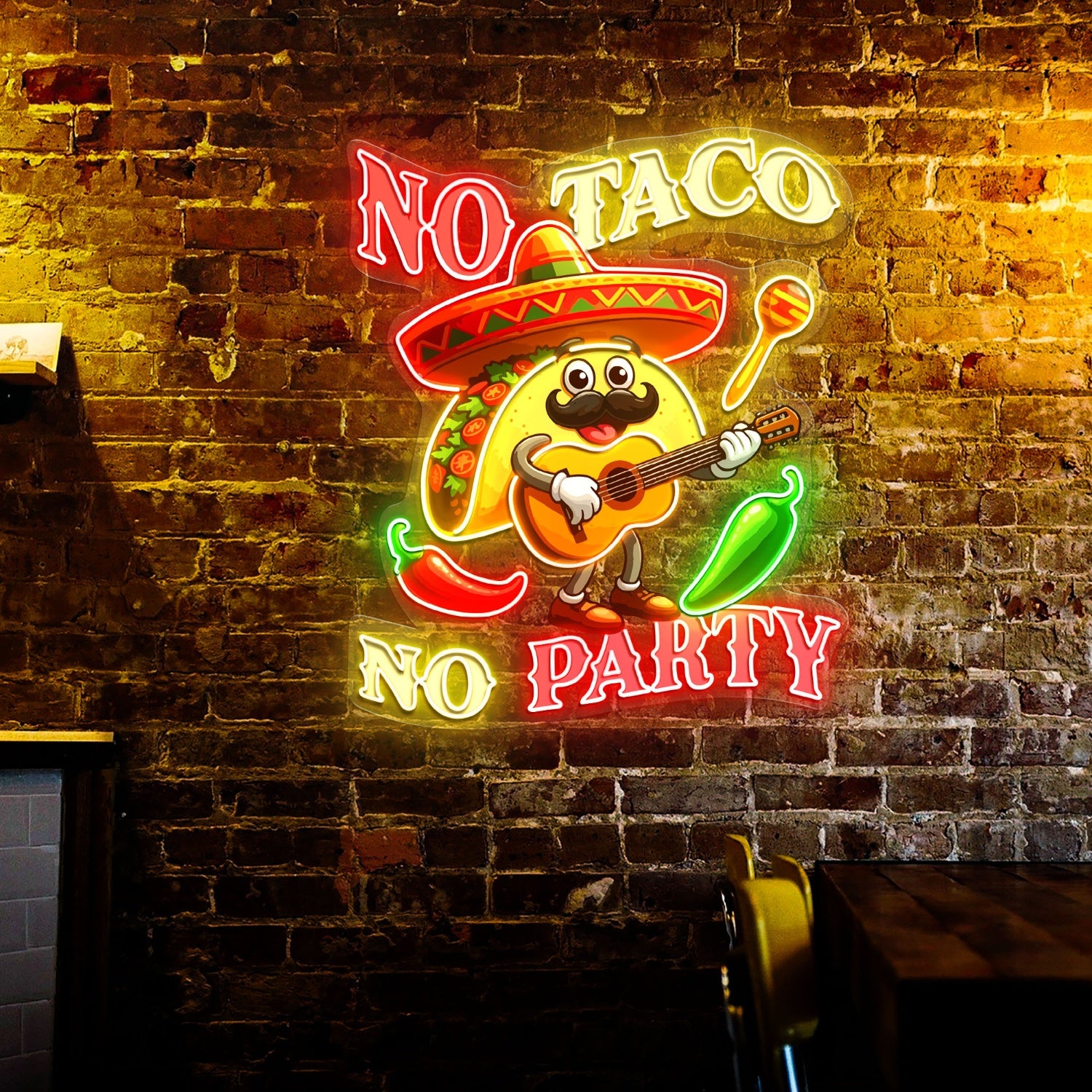 No Tacos No Party Acylic Led Neon Sign | Shineneon