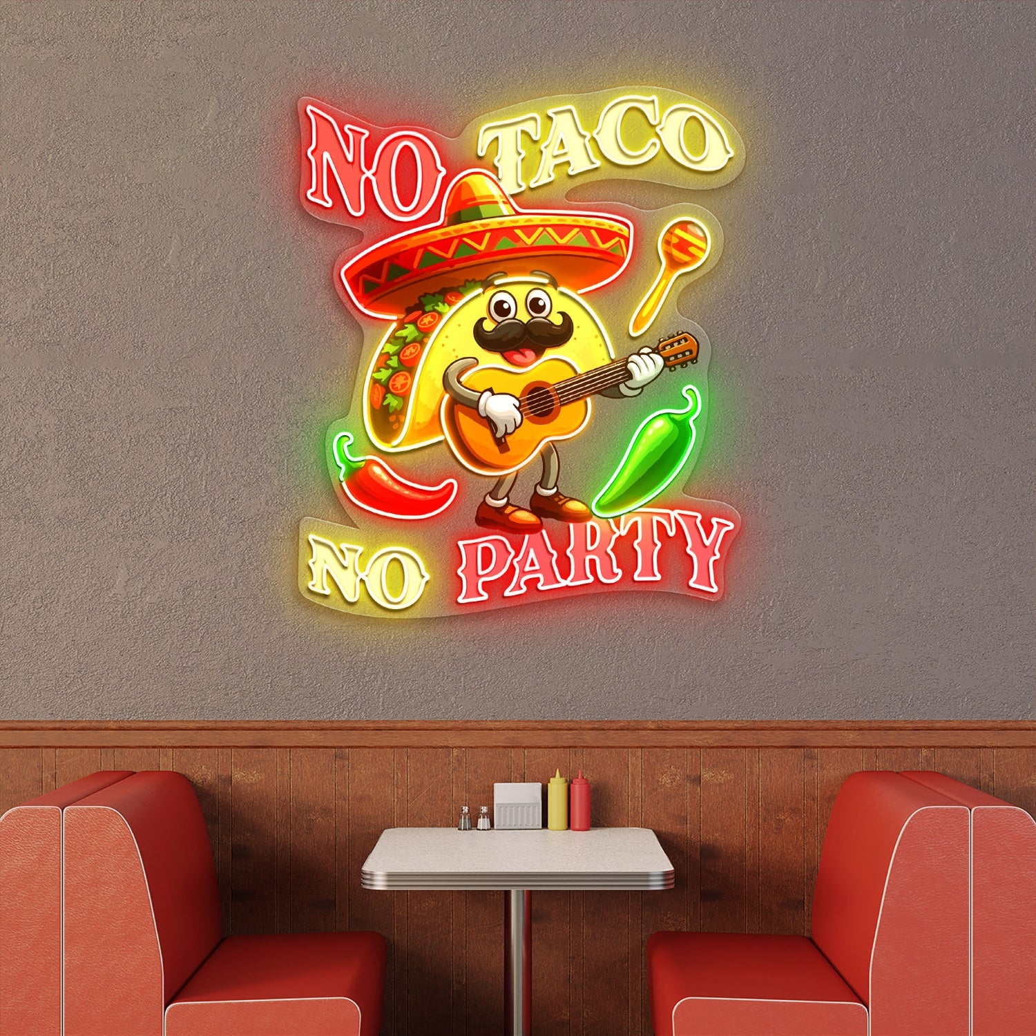 No Tacos No Party Acylic Led Neon Sign | Shineneon