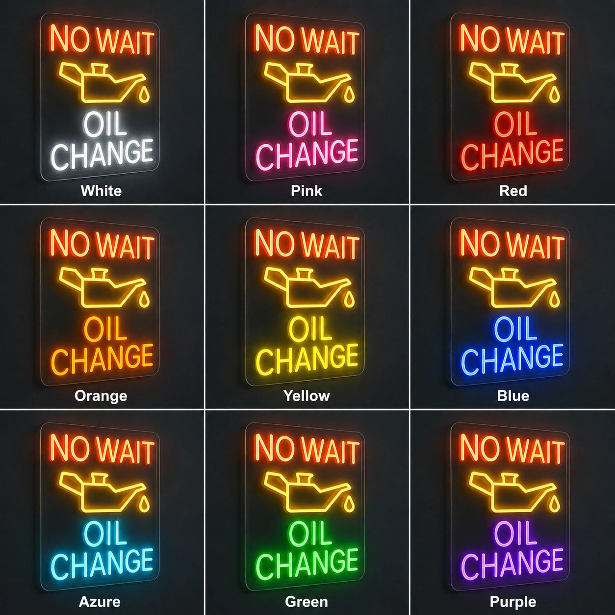 No Wait Oil Change Neon Sign LED Neon Sign color grid