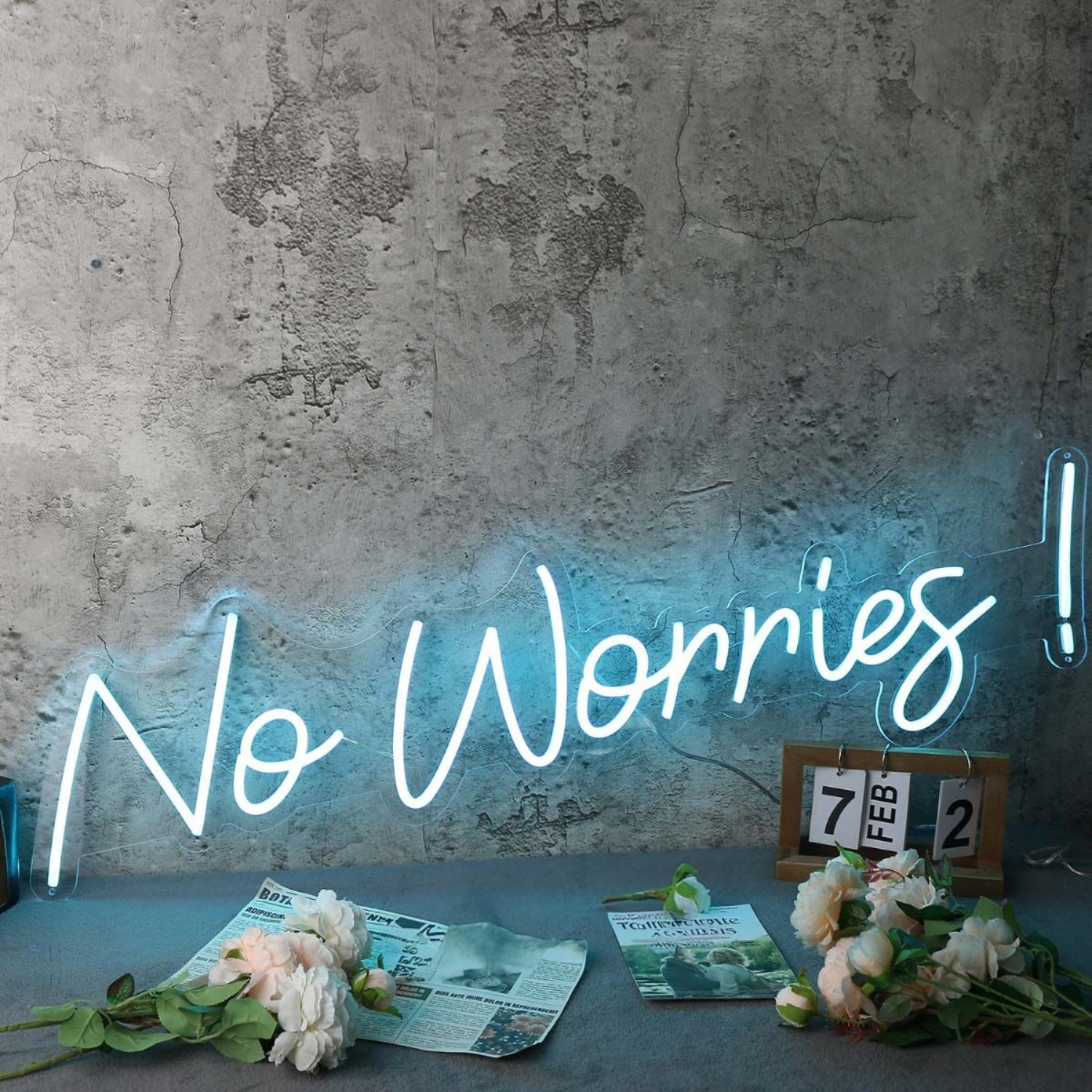No Worries Blue Custom Neon Sign | Shineneon