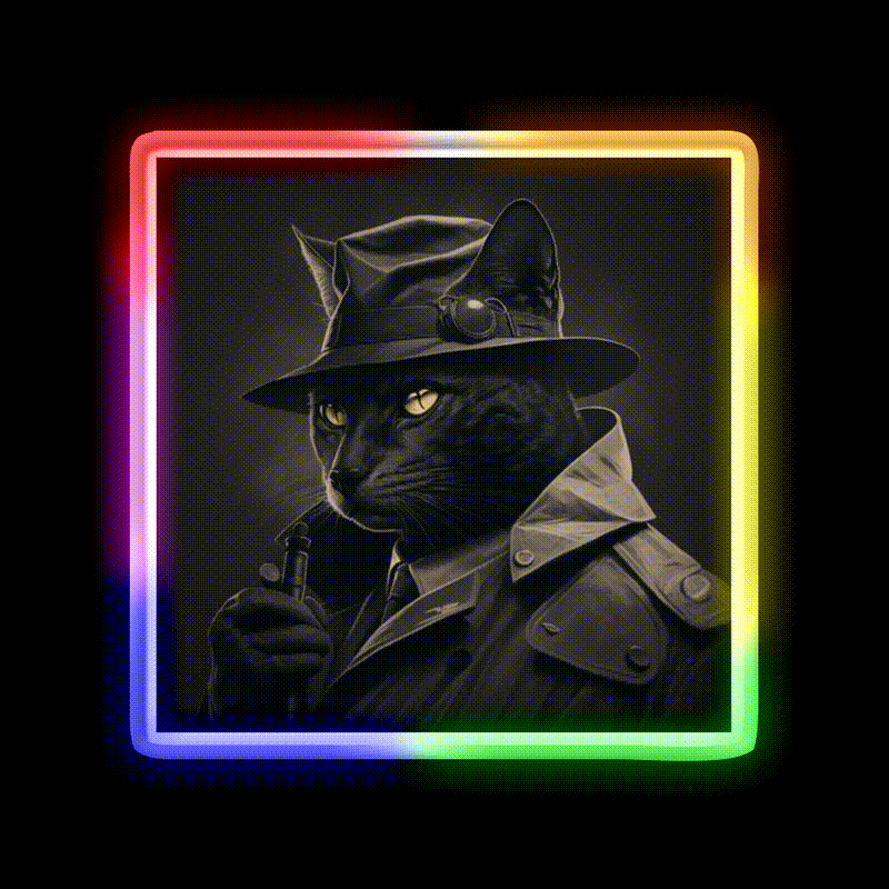 Noir Cat Asian Cultural Led Neon Sign Rgb Color - LED neon sign close-up detail