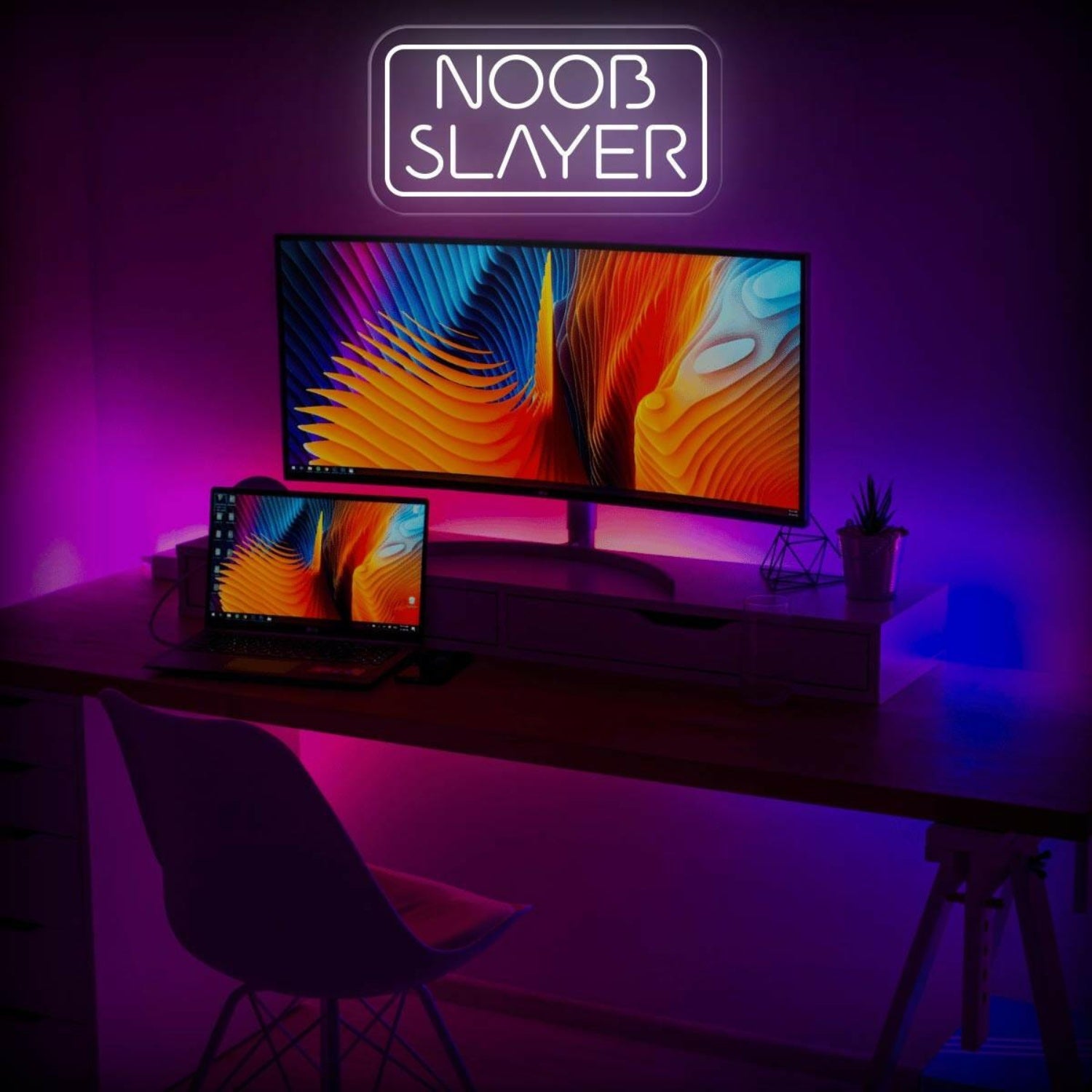 Noob Slayer Warm Orange Led Neon Sign For Gaming Room And Esports Decor | Shineneon