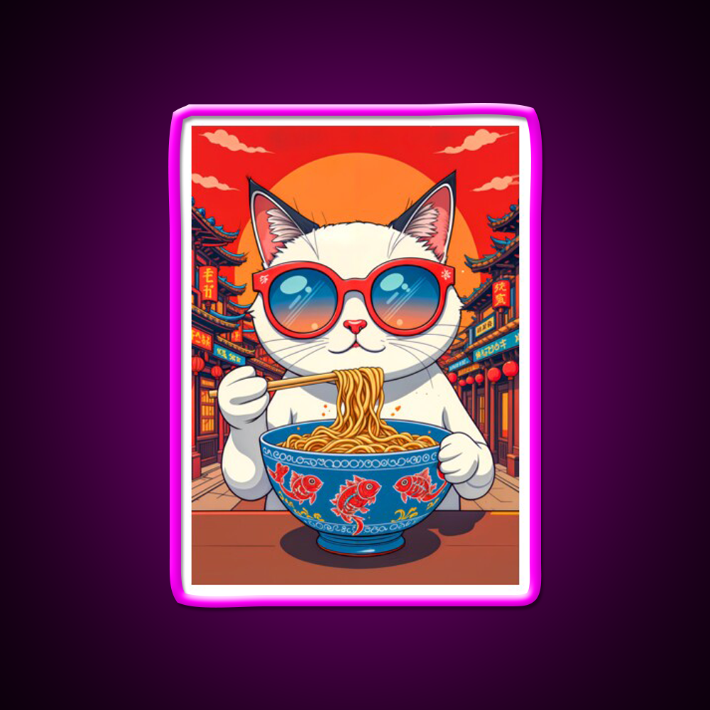 Noodle Time In Neon Chinatown Asian Cultural Led Neon Sign Rgb Color - Neon sign mounted on wall in room