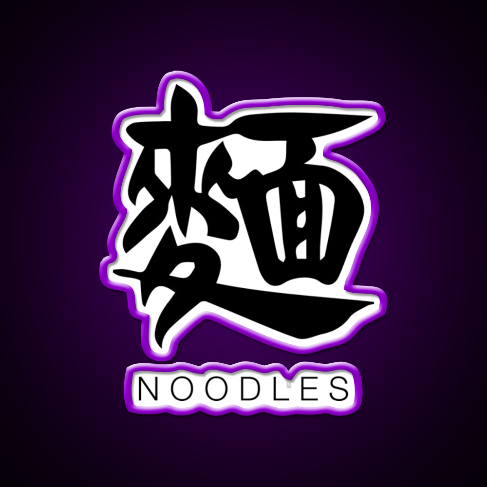 Noodles Chinese Black Calligraphy With English Led Neon Sign Chinese Food Rgb Color