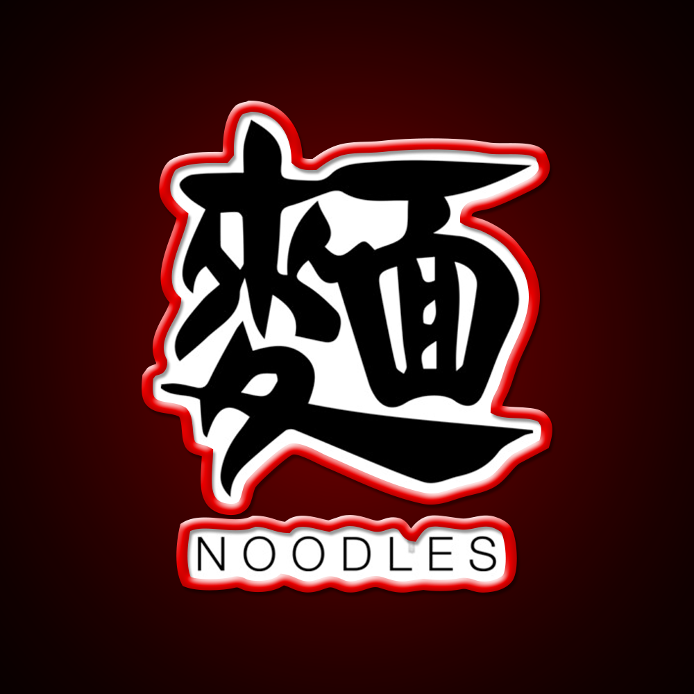 Noodles Chinese Black Calligraphy With English Led Neon Sign Chinese Food Rgb Color