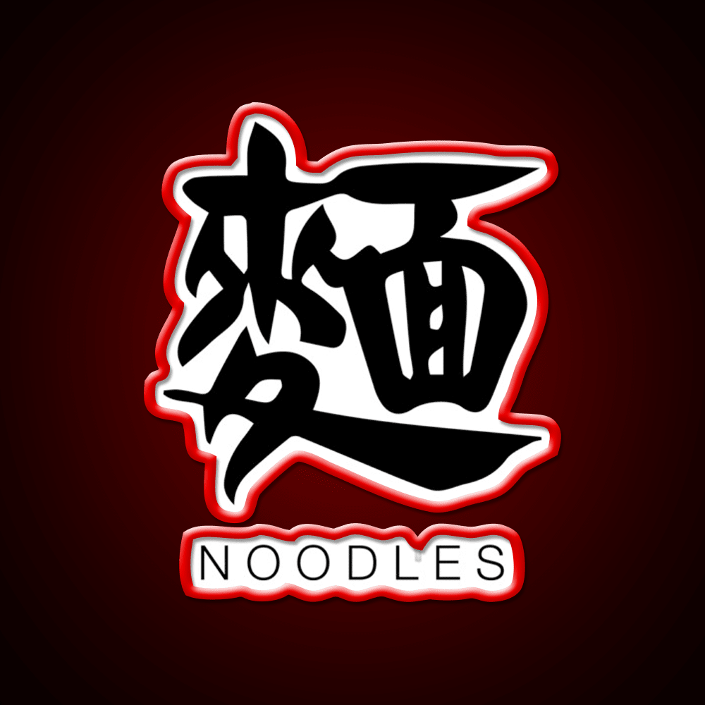 Noodles Chinese Black Calligraphy With English Led Neon Sign Chinese Food Rgb Color - Shineneon