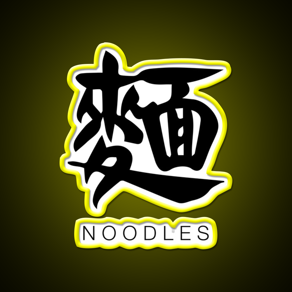 Noodles Chinese Black Calligraphy With English Led Neon Sign Chinese Food Rgb Color