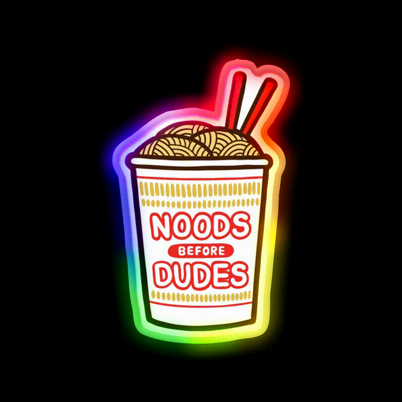 Noods Before Dudes Led Neon Sign Chinese Food Rgb Color
