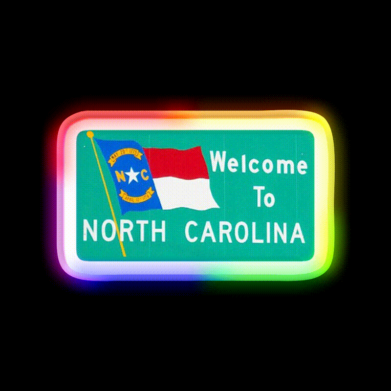 North Carolina Welcome Sign Nc Welcome Led Neon Sign Open Sign Rgb Color - LED neon sign close-up detail