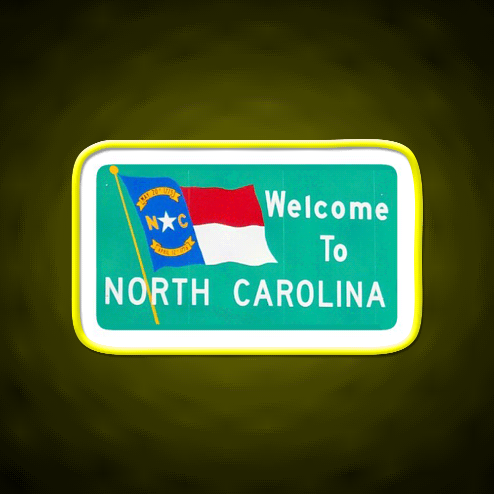 North Carolina Welcome Sign Nc Welcome Led Neon Sign Open Sign Rgb Color - Custom LED neon sign front view