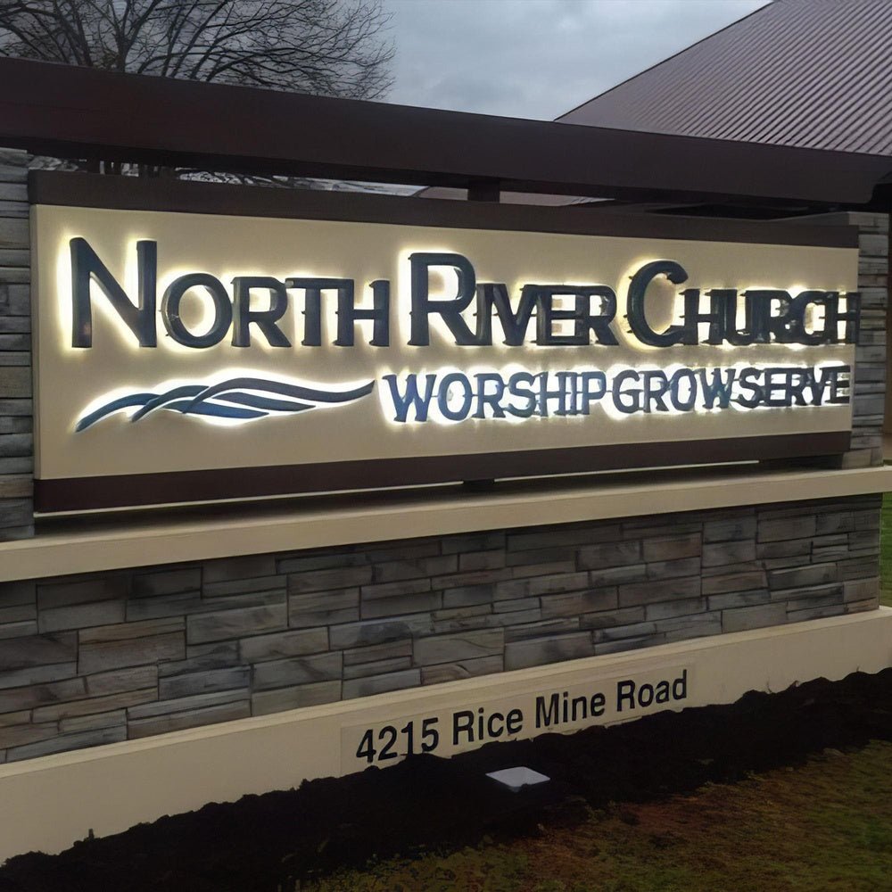 North River Church Worship Grow Serve 3D Backlit Letters Business Metal Led Sign - Shineneon