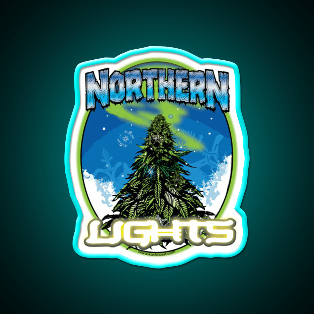 Northern Lights Strain Art Hemp Inspired Green Leaf Led Neon Sign Rgb Color - Shineneon