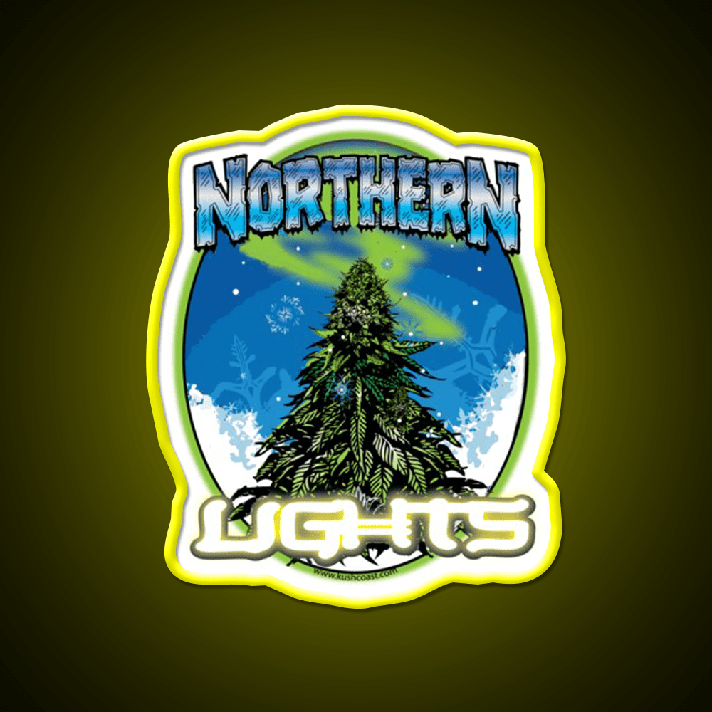 Northern Lights Strain Art Hemp Inspired Green Leaf Led Neon Sign Rgb Color - Shineneon