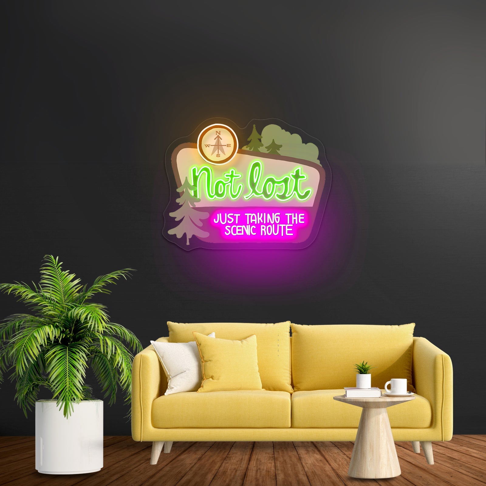 Not Lost Just Taking The Scenic Route Artwork Cool Neon Signs - Shineneon