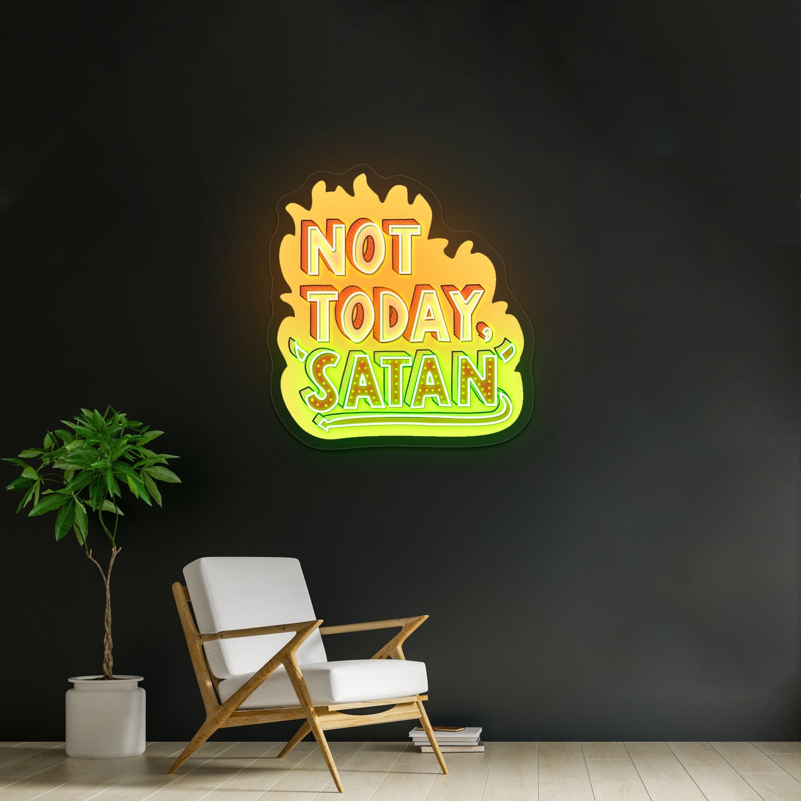 Not Today Satan Artwork Neon Signs For A Bar - Shineneon