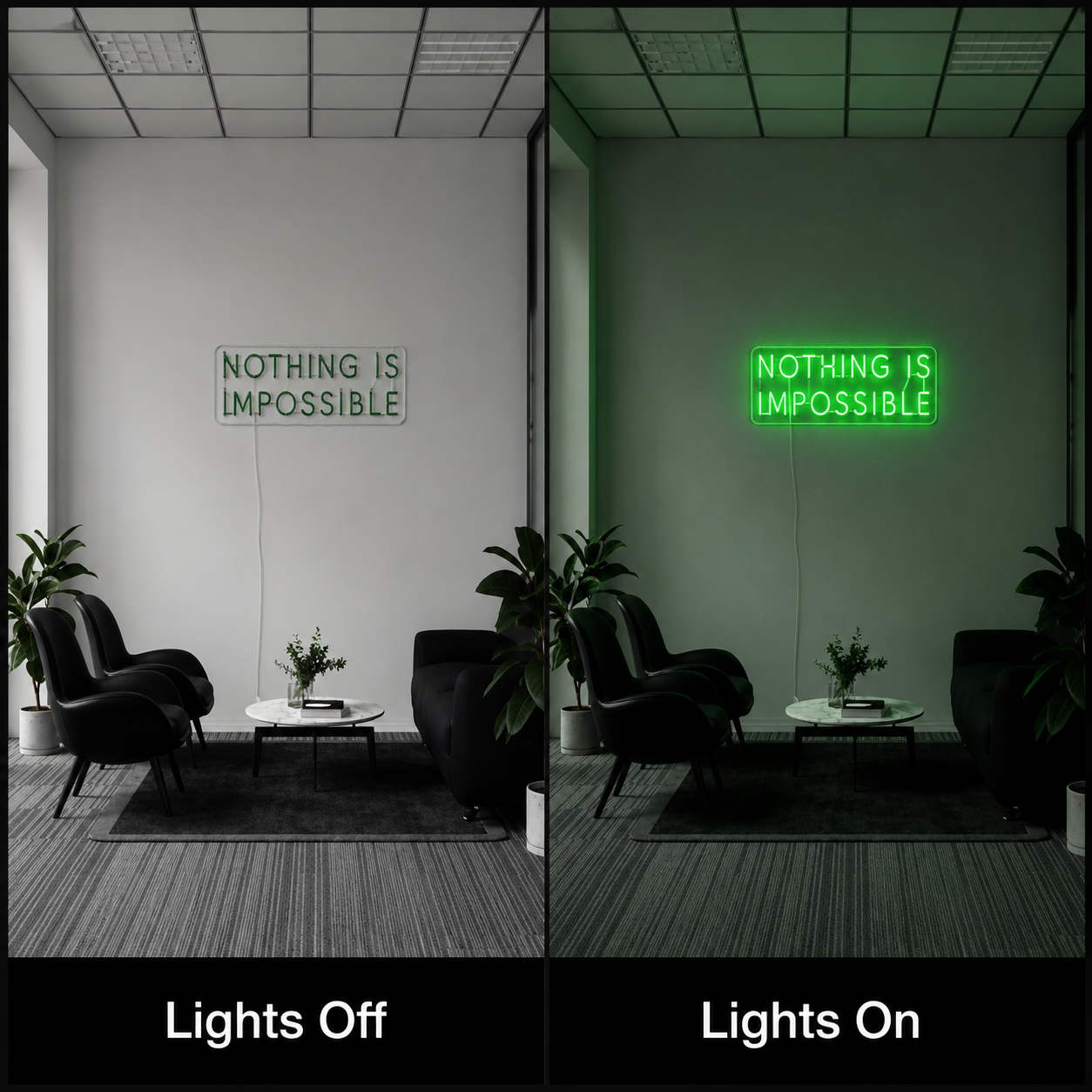 Nothing Is Impossible Wall Decor LED Neon Sign - 06 Day Night Comparison