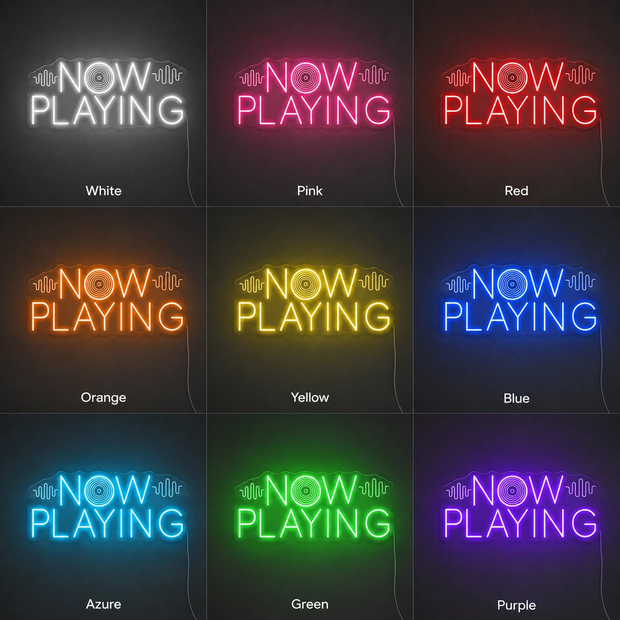 Now Playing Vinyl Neon Sign LED Neon Sign color grid