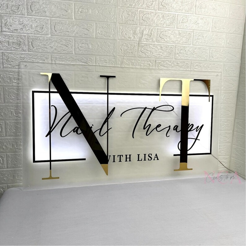 Nt Nail Therapy Acrylic Business Logo Sign - Shineneon