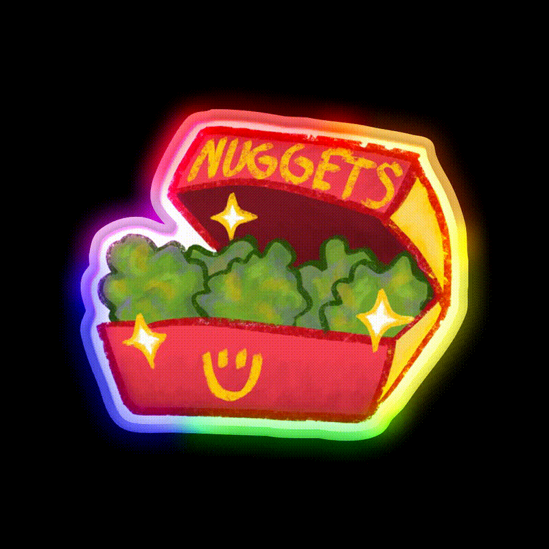 Nuggets Snack Food Led Neon Sign Rgb Color - LED neon sign close-up detail